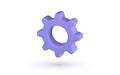 3D violet gear, setting symbol. Gear symbol of workflow concept. Vector illustration Royalty Free Stock Photo