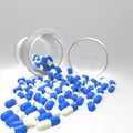 3d virtual medical symbol with capsule pills