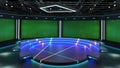 3d virtual news studio green screen background