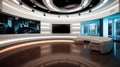 3D Virtual TV Studio News, News studio. News room. Background for newscast