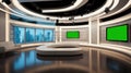 3D Virtual TV Studio News, News studio. News room. Background for newscast
