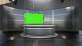 3D Virtual TV Studio News , TV On Wall.3D Virtual News Studio Background Royalty Free Stock Photo