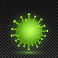 3D virus microbe corona isolated on dark transparent background. Medical element. Pathogen organism. Vector illustration Royalty Free Stock Photo