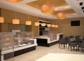 3D visualization of a bakery interior design Royalty Free Stock Photo