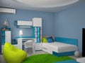 3D visualization of a bedroom interior design Royalty Free Stock Photo