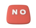 3d visualization of a button with the inscription NO. Expression of negative emotion or response. 3d render.