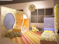 3D visualization of a child bedroom interior design Royalty Free Stock Photo