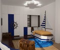 3D visualization of a child bedroom interior design Royalty Free Stock Photo