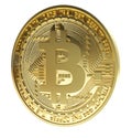 3D visualization cryprocurrency bitcoin in gold surface