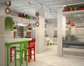 3d visualization of food store. The interior in Provence style