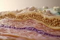 3D visualization of the human skin layers, highlighting dermis and epidermis in a cross-sectional view Royalty Free Stock Photo