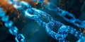 Digital Blockchain Chain Links with Binary Code, Representing Blockchain Technology Royalty Free Stock Photo