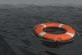 3D Visualization Of A Lifebuoy In The Dark Ocean