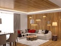 3D visualization of a living room interior design Royalty Free Stock Photo