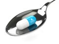 3d vitamin B5 pill on spoon over white