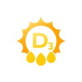 d3 vitamin icon on white, vector