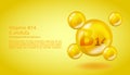 3D Vitamin molecule B14 Pyrroloquinoline quinone design. Realistic B14 Pyrroloquinoline quinone Vitamin drop. Yellow Royalty Free Stock Photo