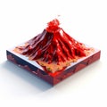 3d Volcano Illustration: Popping Out Of Lava In Resin Style