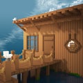 3d voxel inn and pier