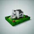 3d rendering voxel cube isometric elephant animal