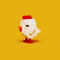 3D voxel rendering of white small chick
