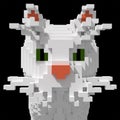 3d voxel white cat face