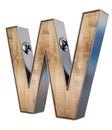 3D `W` letter made of wood and metal