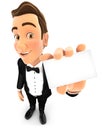 3d waiter holding company card