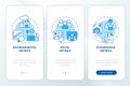 2D walkthrough climate metrics with blue icons concept