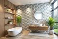 3D Wall Bathroom Design Concept Royalty Free Stock Photo