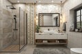 3D wall bathroom design concept Royalty Free Stock Photo