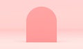 3d wall pink semicircle vertical block minimal decor element front view realistic vector
