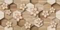 3D wallpaper background, Wooden High quality Hexagon rendering decorative Honeycomb mural wallpaper.