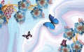 3D wallpaper design with florals for photomural background