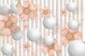 3D Wallpaper design for photomurals with jewels, florals and upholstry