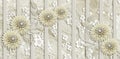 3d wallpaper, jewelry dahlia flowers, vertical stripes on marble background