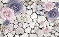 3d wallpaper jewelry pink and move flowers on harts background Royalty Free Stock Photo