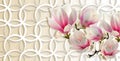 3d wallpaper, magnolia on rings background