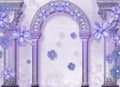 3d wallpaper move jewelry flowers on decorative plaster background