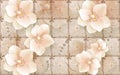 3d wallpaper pink diamond flowers on leather background