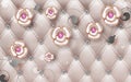 3d wallpaper pink jewelry flowers on pink leather background