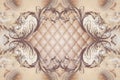 3d wallpaper, stucco decor frame, effect leather quilted buttoned Royalty Free Stock Photo
