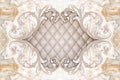 3d wallpaper, stucco decor frame, effect leather quilted buttoned Royalty Free Stock Photo