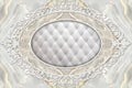 3d wallpaper, stucco decor frame, effect leather quilted buttoned Royalty Free Stock Photo