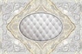 3d wallpaper, stucco decor frame, effect leather quilted buttoned Royalty Free Stock Photo