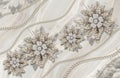 3d wallpaper texture, jewelry flowers, pearls on marble background