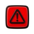 3d Warning Alert Button icon, red and Black square button with exclamation point, indicating caution, danger, and safety Royalty Free Stock Photo