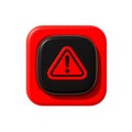 3d Warning Alart Button icon, red and Black square button with exclamation point, indicating caution, danger, and safety Royalty Free Stock Photo