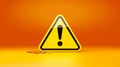 3D warning sign, bold design, centered on vivid orange backdrop Royalty Free Stock Photo