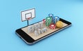 3d Watching basketball and betting online concept Royalty Free Stock Photo